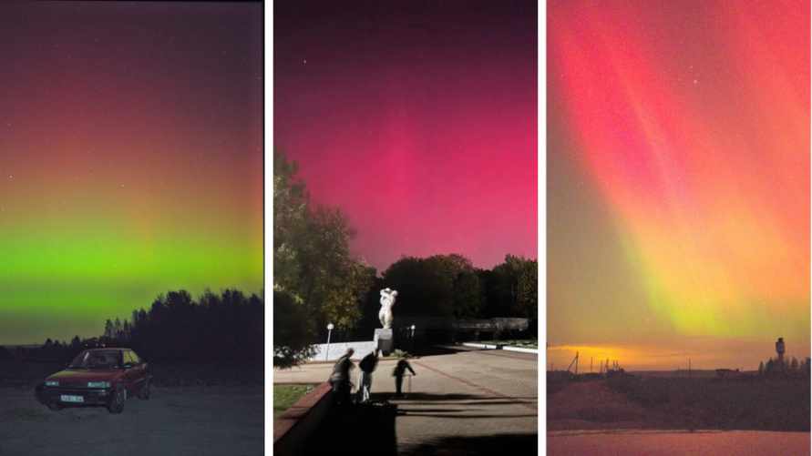 Белорусы поделились фото северного сияния над Брестом, Гродно и Минщиной, вызванного магнитной бурей класса G4