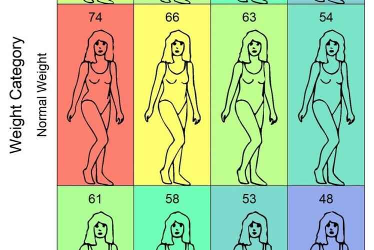 На диаграмме показаны оценки привлекательности различных фигур, при этом фигуры, отмеченные красным и жёлтым, получили самые высокие оценки