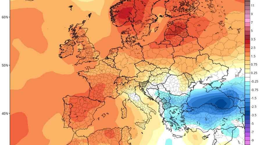 Прогноз температурных аномалий в ноябре 2024 года