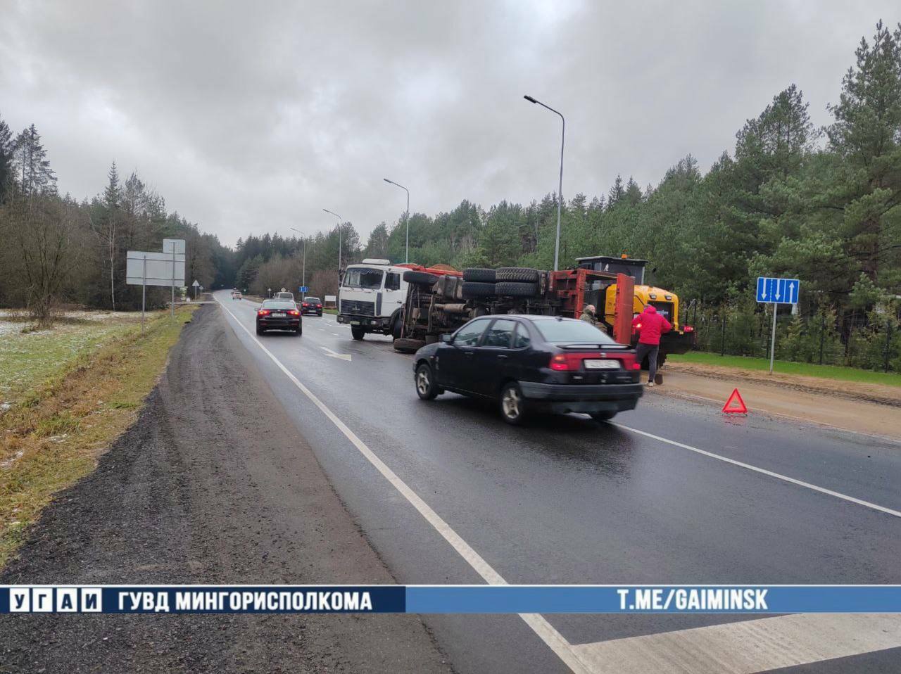 В Минске МАЗ опрокинулся из-за косули