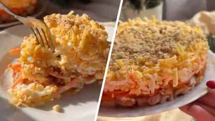 Как приготовить «Курочку под шубой»? Этот салат из 6 ингредиентов «подвинет» вариант с селёдкой