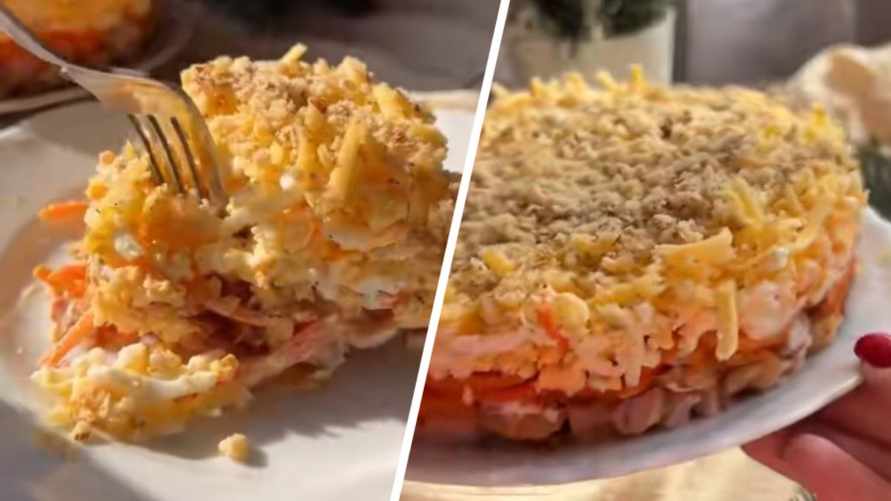 Как приготовить "Курочку под шубой"? Этот салат из 6 ингредиентов "подвинет" вариант с селёдкой