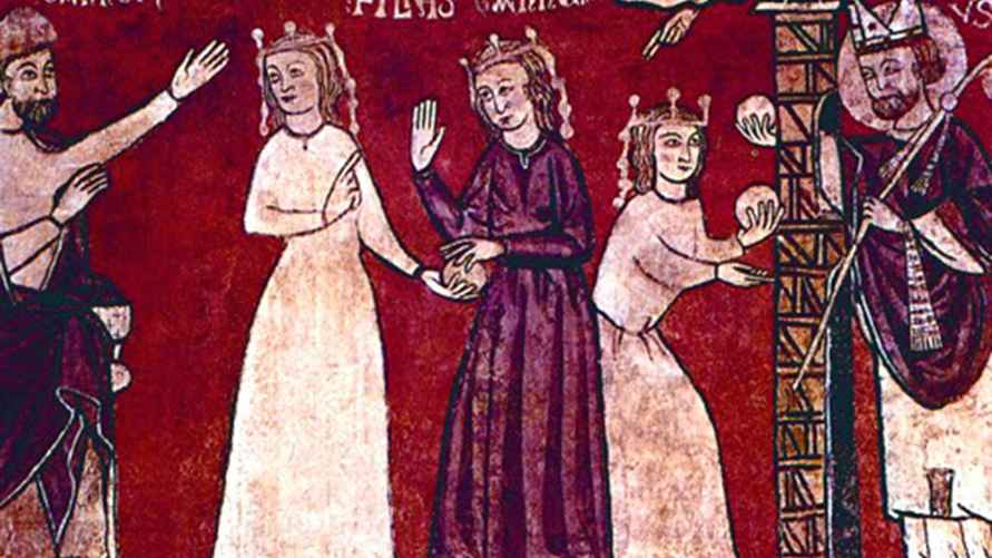 Изображение этого эпизода из европейского средневекового жития святителя, XIII век