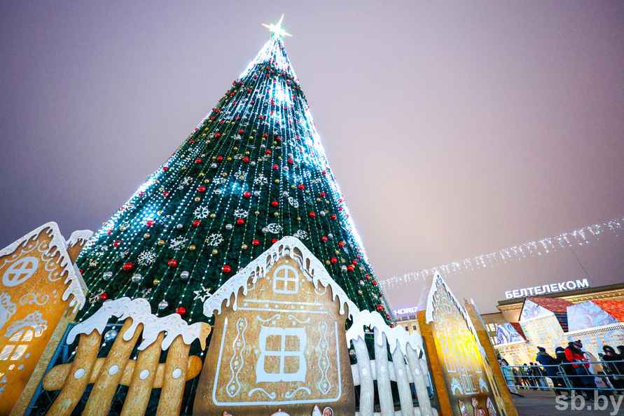 В Минске зажгли главную ёлку страны, на которую пошло 3,2 километра гирлянд