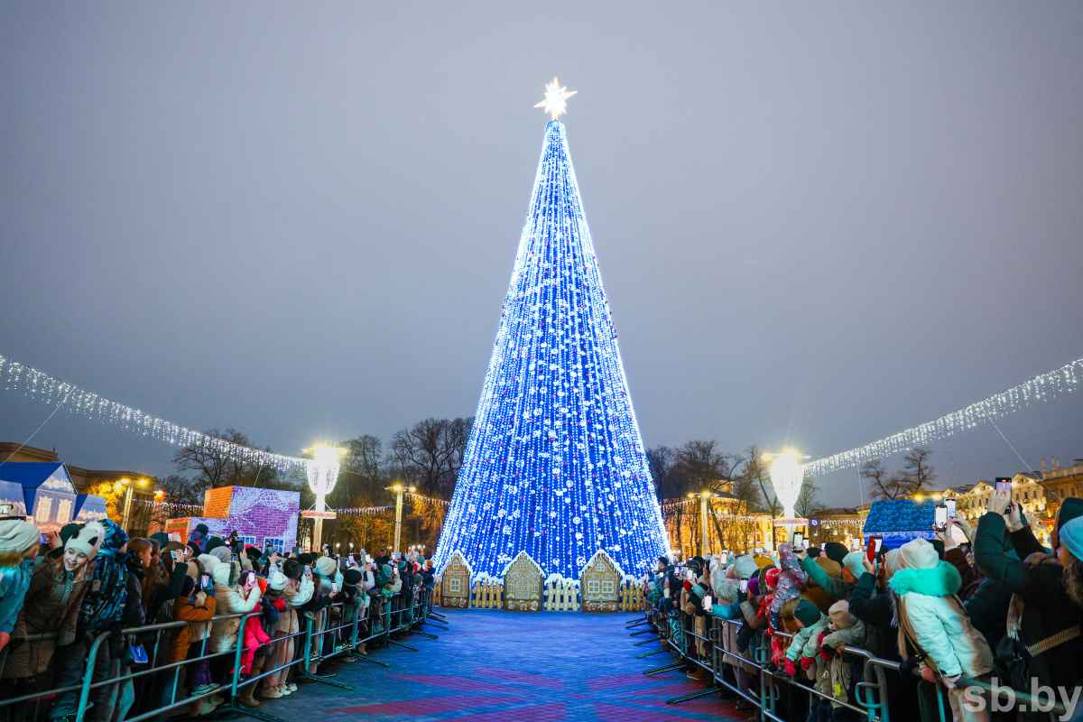 В Минске зажгли главную ёлку страны, на которую пошло 3,2 километра гирлянд