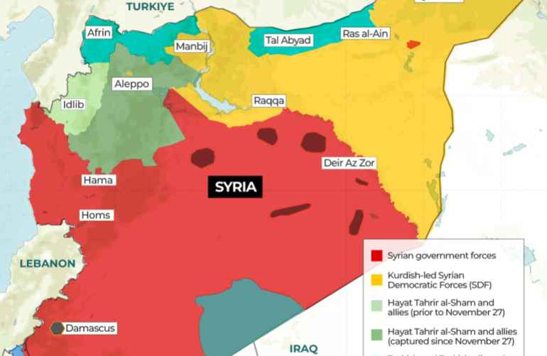 Карта наступления повстанцев / Al-Jazeera