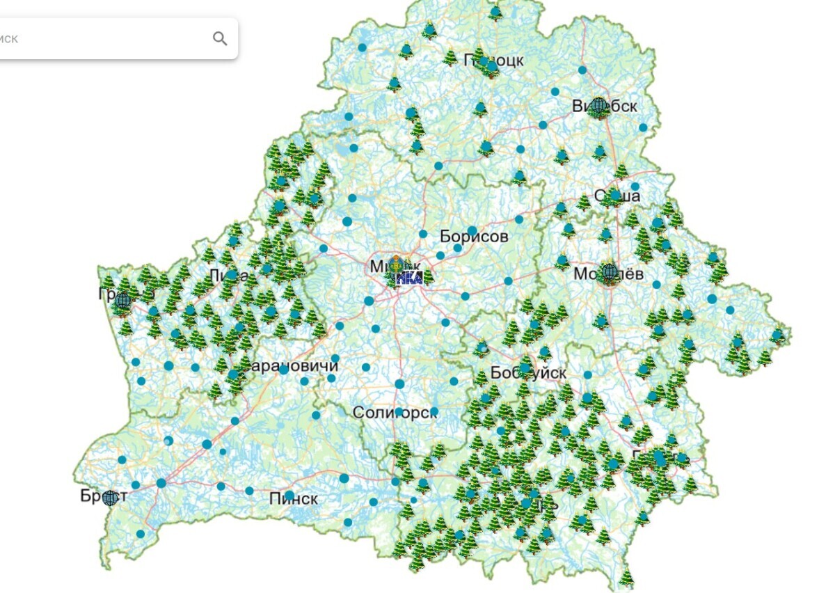 Кадастровое агентство собрало адреса елочных базаров Беларуси на одной карте