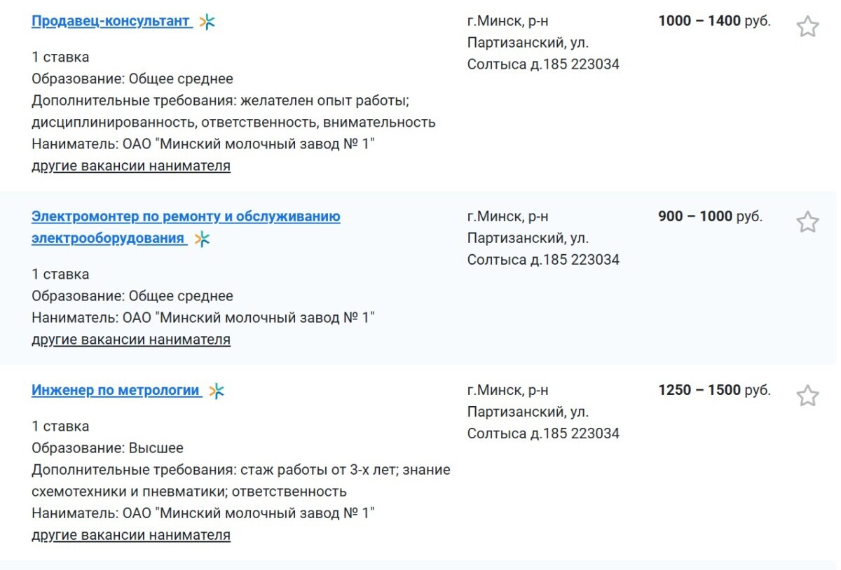 Зарплаты — до 6962 рублей. Белорусские молокозаводы опубликовали почти 500 вакансий. Кого ищут?