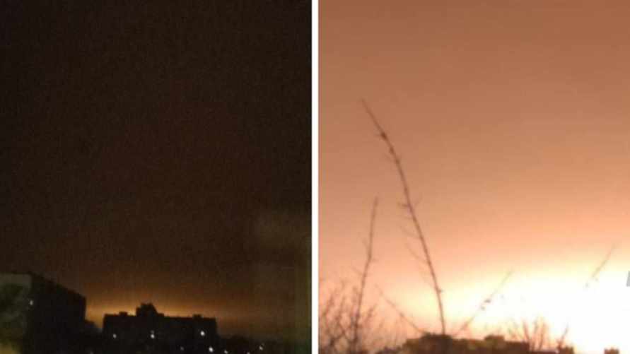 Зарево в Харькове после прилета