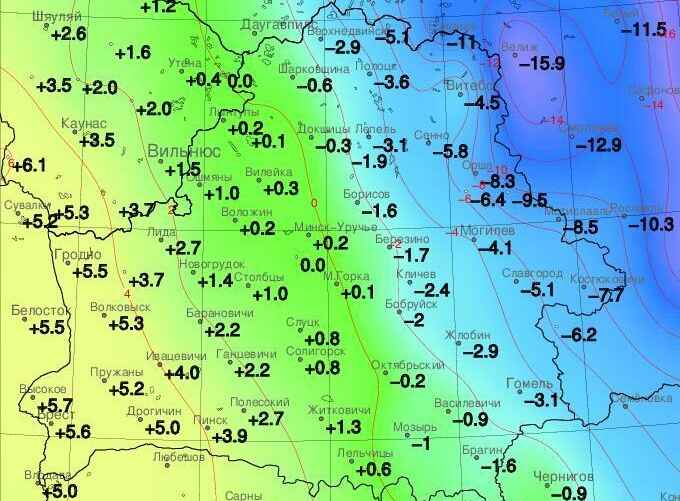 Ночные минимумы 19 декабря