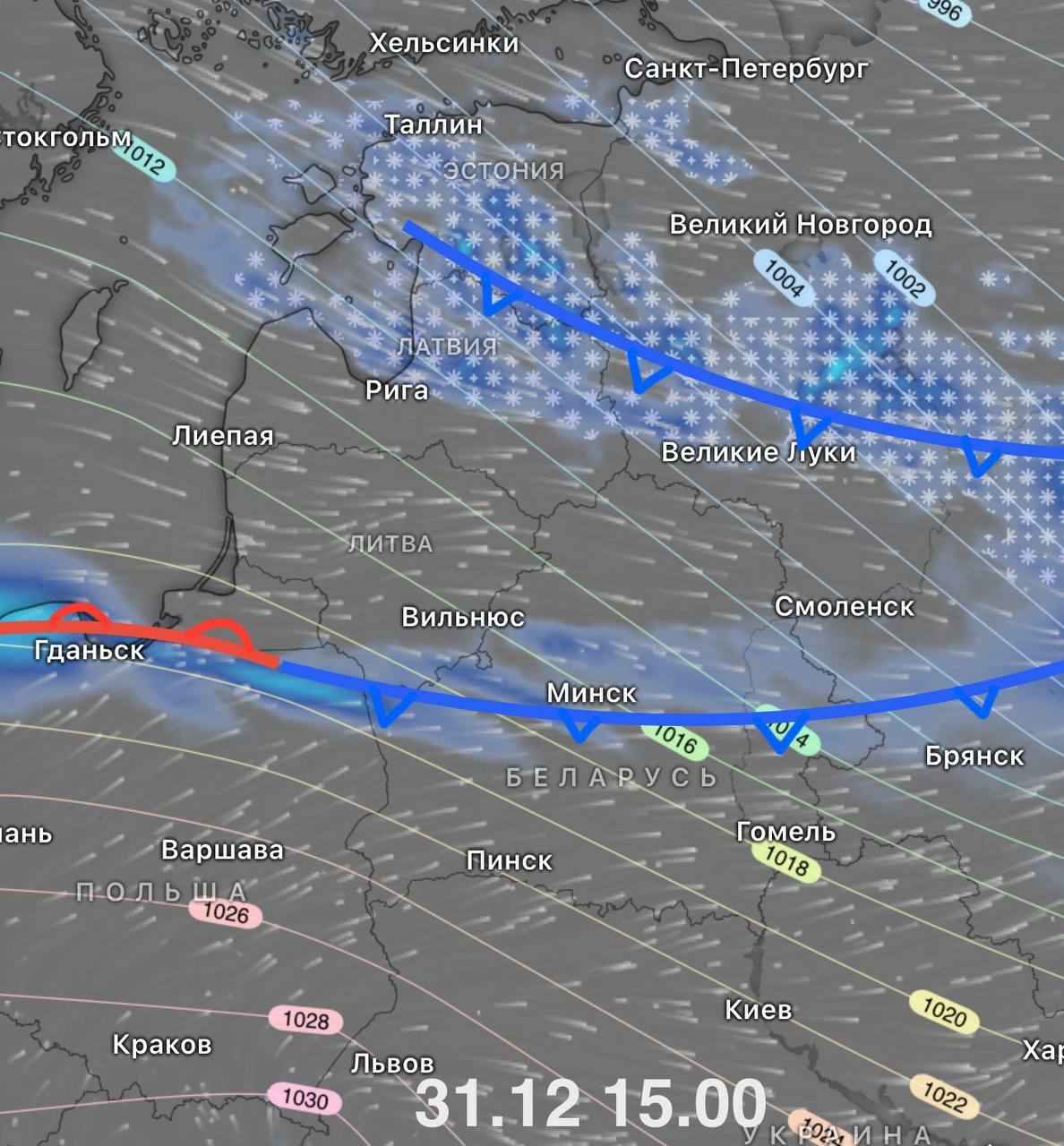 Белгидромет объявил на 1 января оранжевый уровень опасности из-за ветра в 86 км/ч. Где ждать снега?