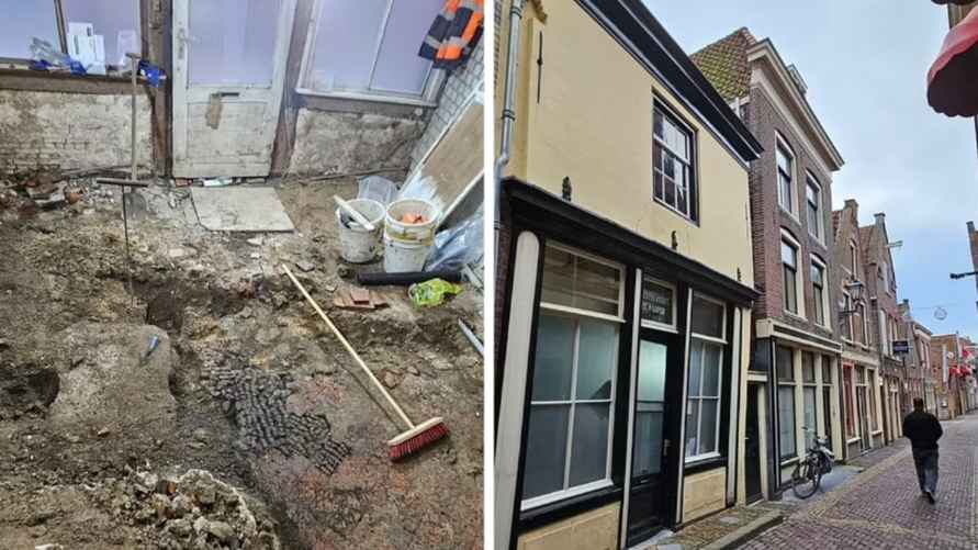 Вот как выглядят дом и найденный в нём пол из костей. Фото: Erfgoed Alkmaar