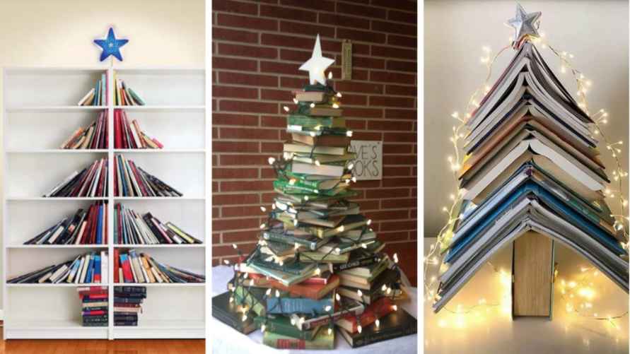 Варианты книжных ёлочек. Фото из открытых источников