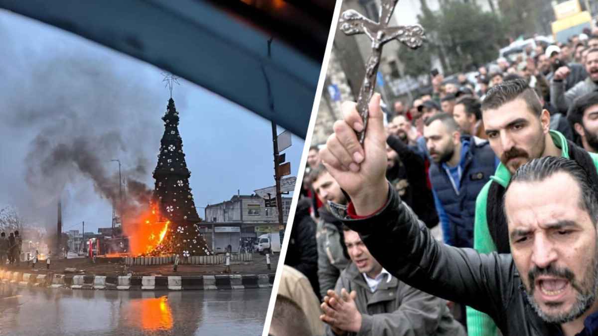 В Сирии вспыхнули протесты после того, как исламисты подожгли рождественскую ёлку