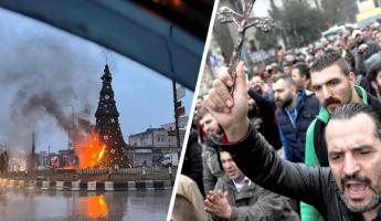 В Сирии вспыхнули протесты после того, как исламисты подожгли рождественскую ёлку