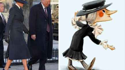 Шапокляк, Чёрный плащ, Зорро? Шляпа жены Трампа на инаугурации породила десятки интернет-мемов
