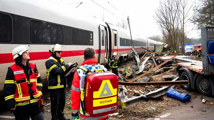 В Гамбурге скоростной поезд столкнулся с грузовиком — в салоне находилось почти 300 человек