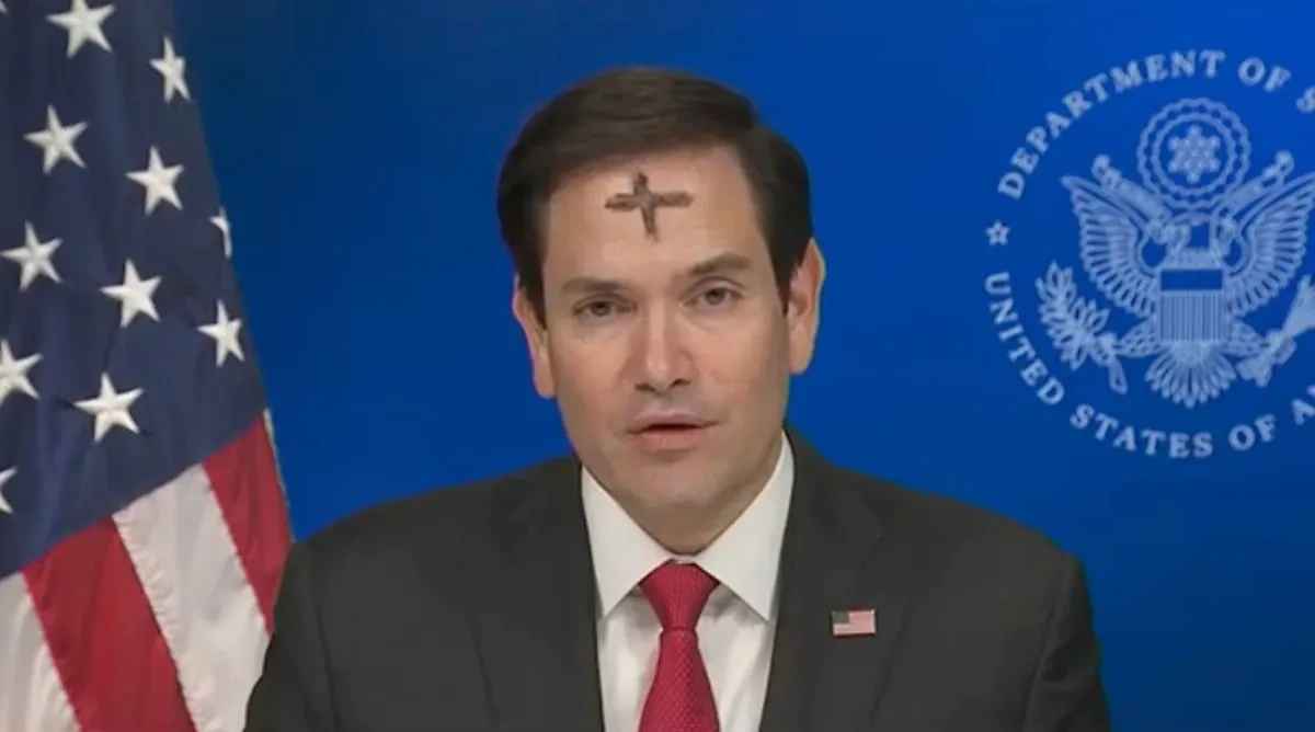 Госсекретарь США Рубио вышел в эфир ТВ с крестом на лбу. Что это значит?