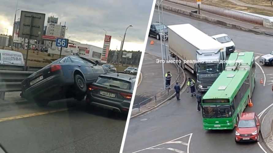 Две странные аварии попали на камеры. Где "заколдованное" место для белорусских автомобилистов?