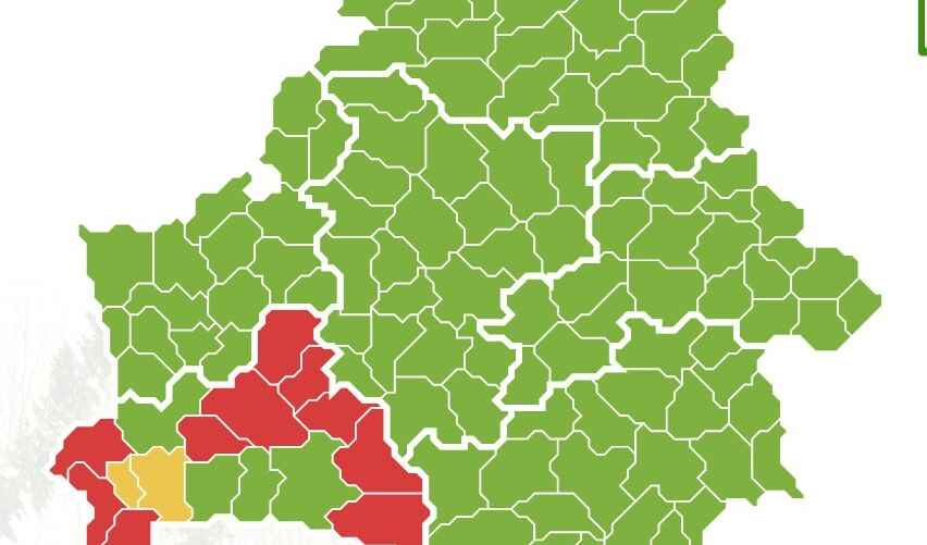 Карта ограничений и запретов на посещение лесов Минлесхоза Беларуси, по состоянию на 14:00 7 марта 2025 года