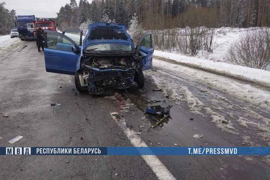 Под Быховом из-за снегопада столкнулись две легковушки – трое детей в реанимации