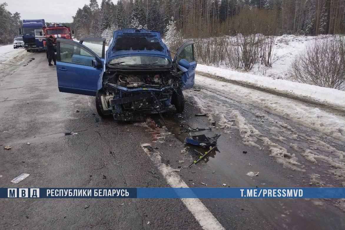 Под Быховом из-за снегопада столкнулись две легковушки – трое детей в реанимации
