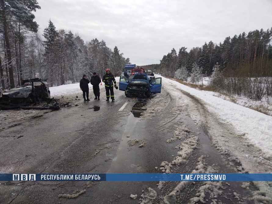 Под Быховом из-за снегопада столкнулись две легковушки – трое детей в реанимации