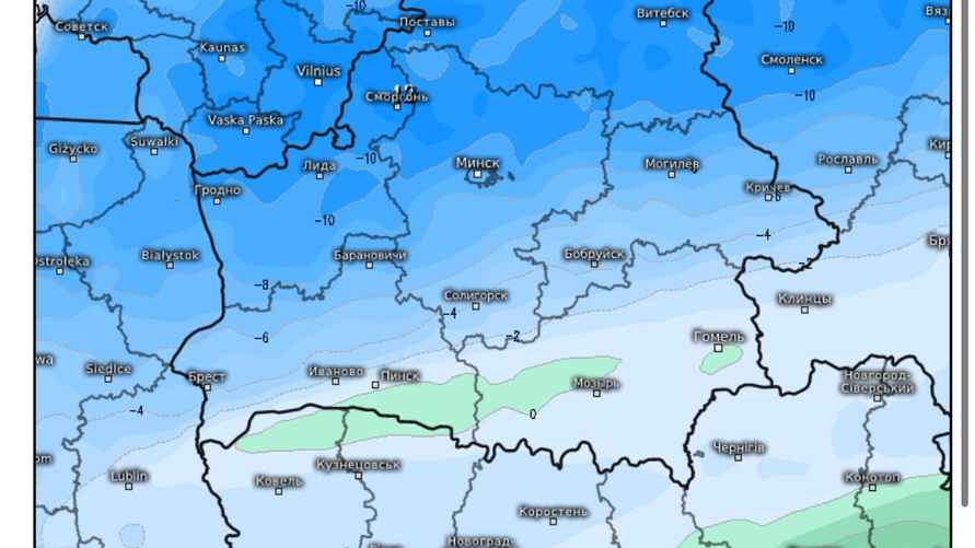 Прогноз канадской модели GEM по температуре на 16 марта / Скриншот: Telegram-канал "Метеовайб"