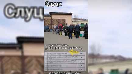 «С муравьями что ли?» — В Слуцке за «берёзовым соком с мякотью» выстроилась большая очередь. У комментаторов в TikTok возник вопрос