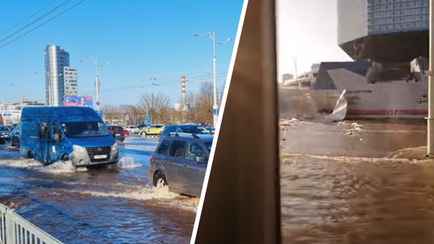 В Минске затопило проспект возле Националки. «Минскводоканал» назвал причину и предупредил о проблемах с водой