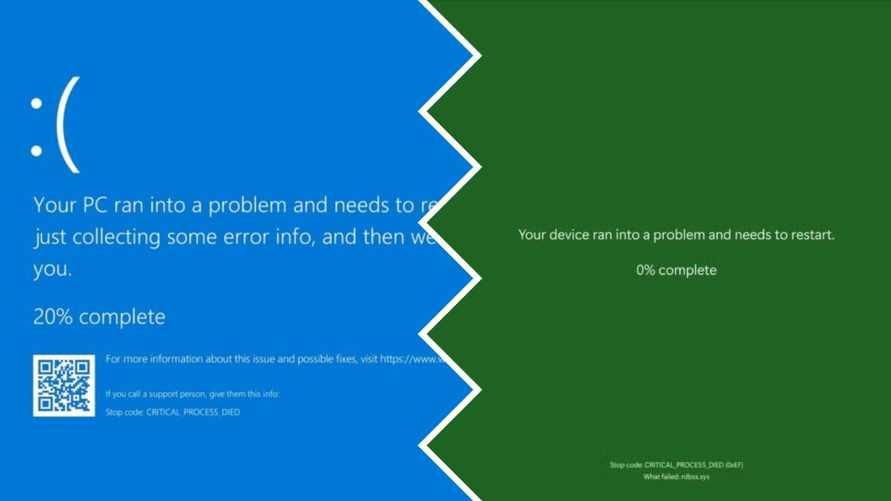 «Синий экран смерти» станет зелёным? Windows показала его новый дизайн, убрав «культовый» элемент