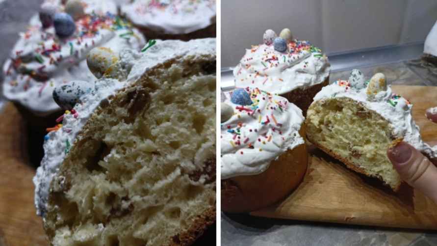 Вид готового кулича по рецепту Ольги Бобович в разрезе. Фото: Telegraf.news