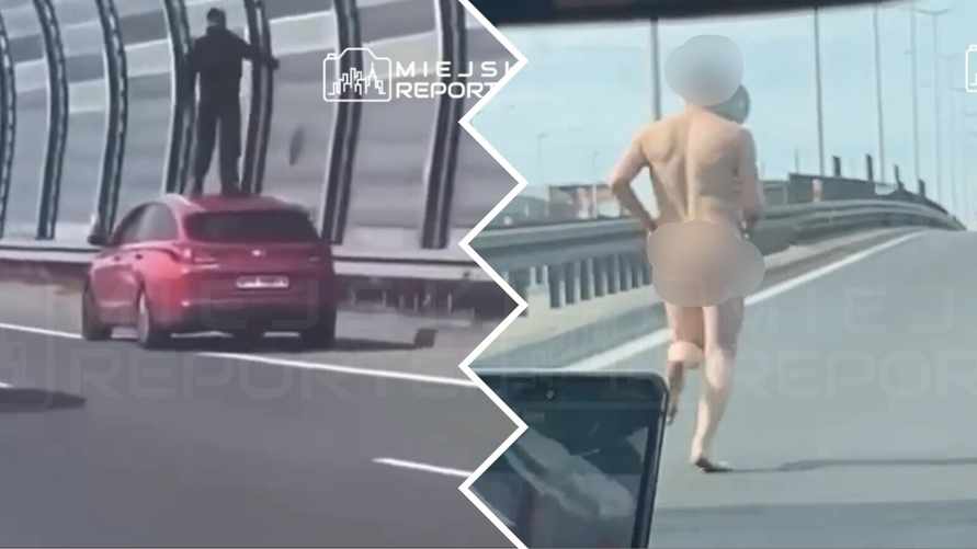 Автопилот по-варшавски? В Польше белорус во время езды вылез на крышу машины, устроил несколько ДТП и разделся догола