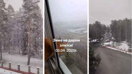 «Носите с собой зонт и лыжи» — Белорусы показали апрельские «оранжевые» метели, а синоптики — где выпадет до 20 см снега