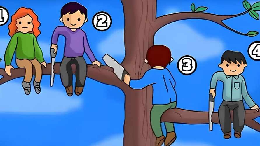 Быстрый тест на логику. Кто из людей на картинке не упадет с дерева?