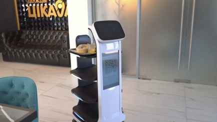 «Не требует чаевых» — В Минске в кафе «Белоруснефти» начал работать робот-официант. Как попасть?