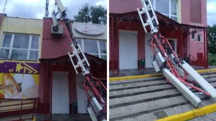 Вышка сотовой связи обрушилась в Могилёве из-за шторма