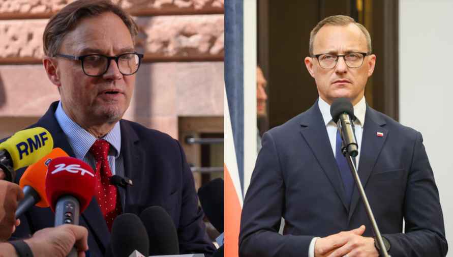 Пресс-секретарь Министерства иностранных дел Павел Вронский и пресс-секретарь президента Рафал Лескевич