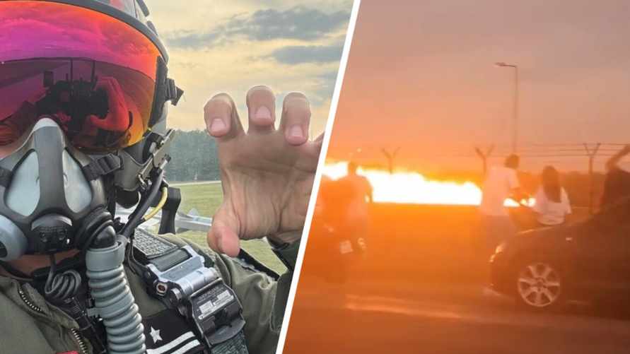 Авиакатастрофа истребителя F-16 на репетиции авиашоу в Польше попала на видео