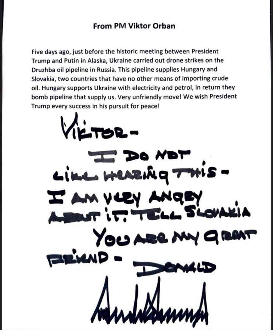 Премьер Венгрии Орбан показал ответ Трампа на его письмо об атаках на «Дружбу»