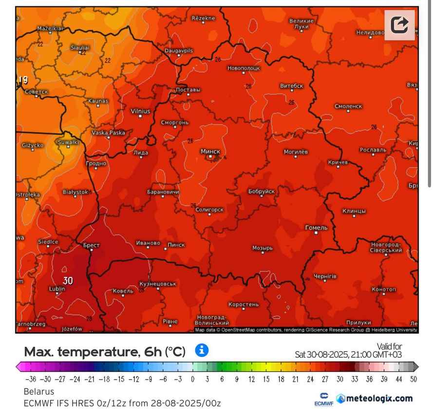 Белгидромет объявил оранжевый уровень опасности из-за жары в 32°С в конце августа