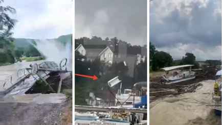 Шторм и наводнения. Рядом с российском курортом Туапсе стихия снесла мосты и машины