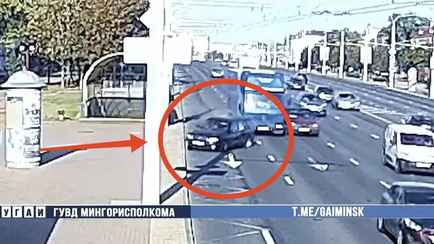 В Минске грузовик вытолкнул легковушку на остановку. Водитель рискнул семьёй, чтобы спасти людей