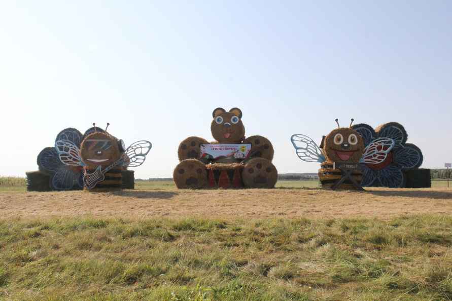 Крот-шахтёр, богомол-переросток и крейсер «Аврора». На полях Беларуси устроили конкурс фигур из соломы