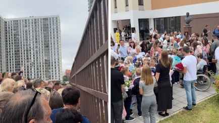 «Чего там толпиться?» — Видео школьной линейки в Минске с родителями за забором вызвало горячие споры в TikTok