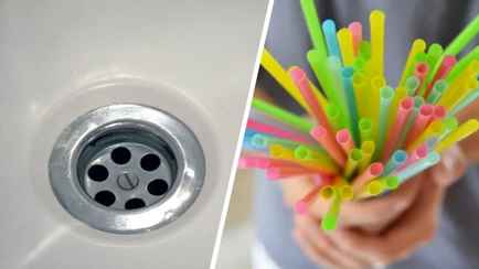 Эти 5 простых способа помогут очистить слив от волос. Для одного нужна пластиковая трубочка