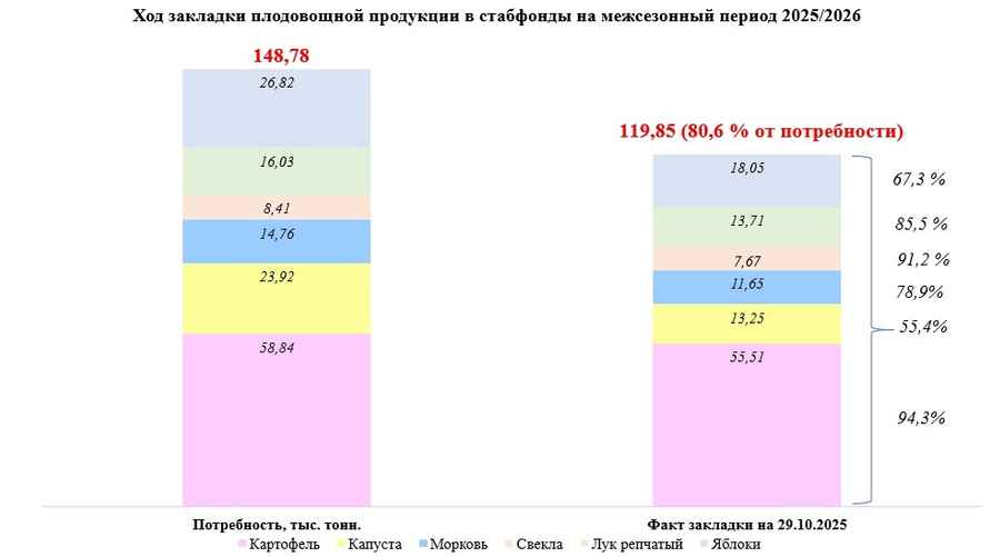 В стабфондах Беларуси недобор по «борщевому набору» и яблокам ещё 19,4% - МАРТ