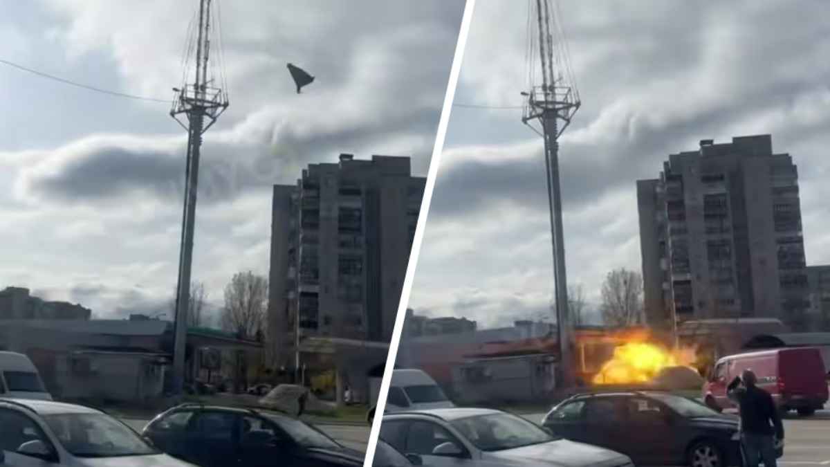 Удар дрона по заправке в украинских Сумах попал на видео