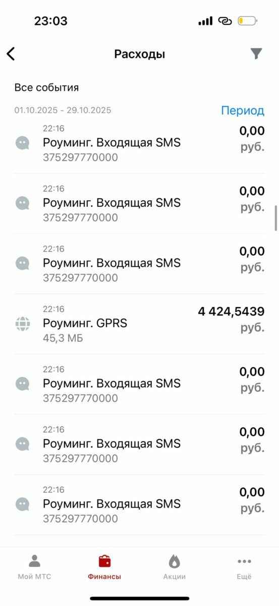 Белоруска пожаловалась, что ушла в роуминге в минус на 4400 рублей - «Режим соскочил на пару секунд»