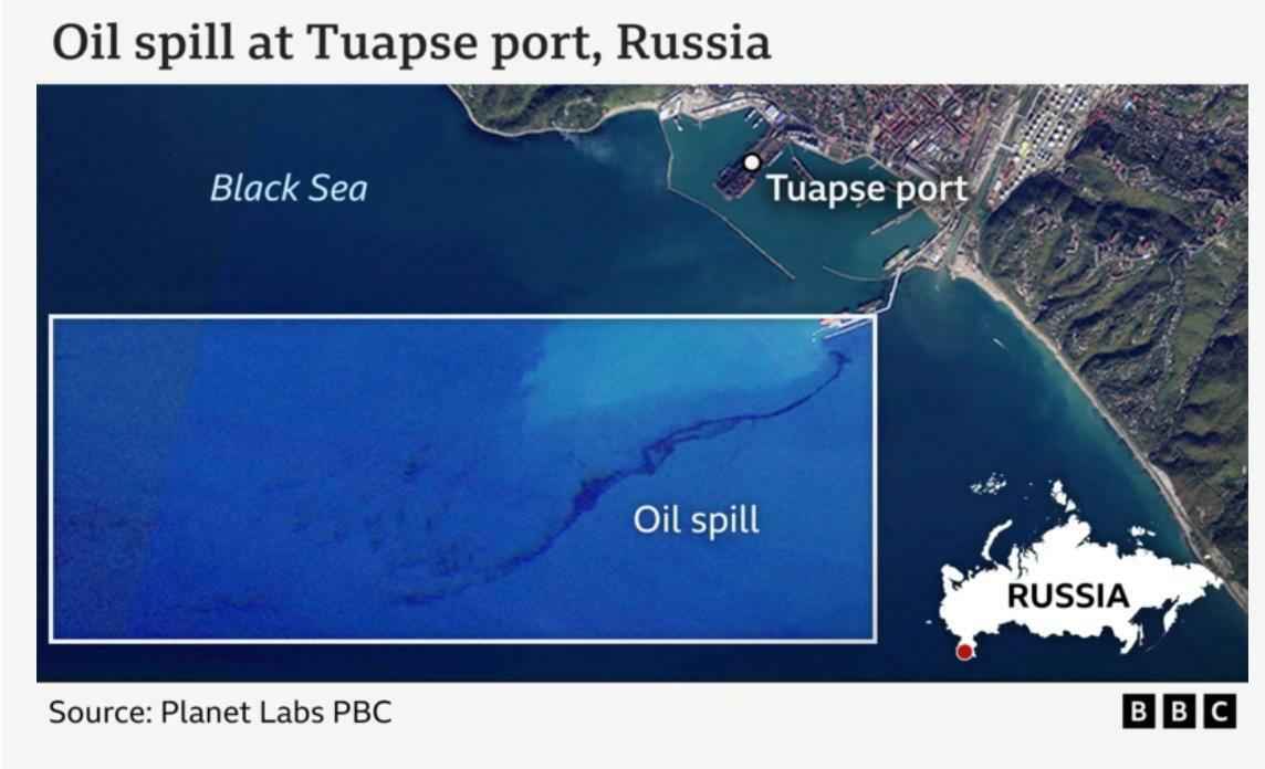 На российском курорте в Туапсе обнаружили гигантский разлив нефти